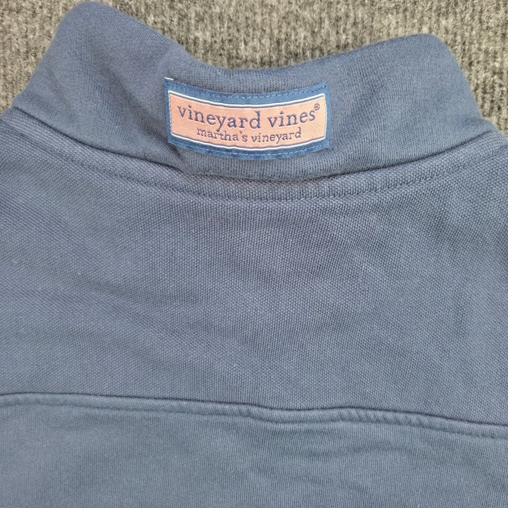 Vineyard Vine Men M Blue Cotton Blend 1/4 Zip Pullover Sweatshirt Preppy Coastal